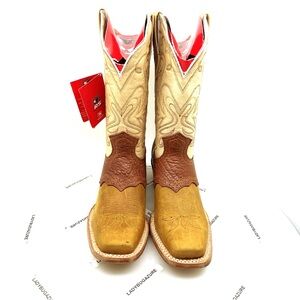 NWOB W/Tags Rancho Semental Womens Cream/Tan/Brown Western Square Toe Boots Sz 7